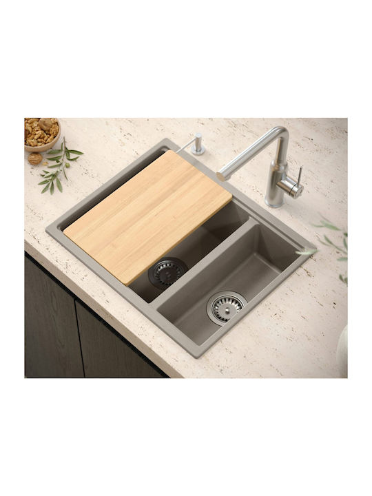 Quadron Drop-In Spüle aus Verbundgranulat B56xT46cm Beige