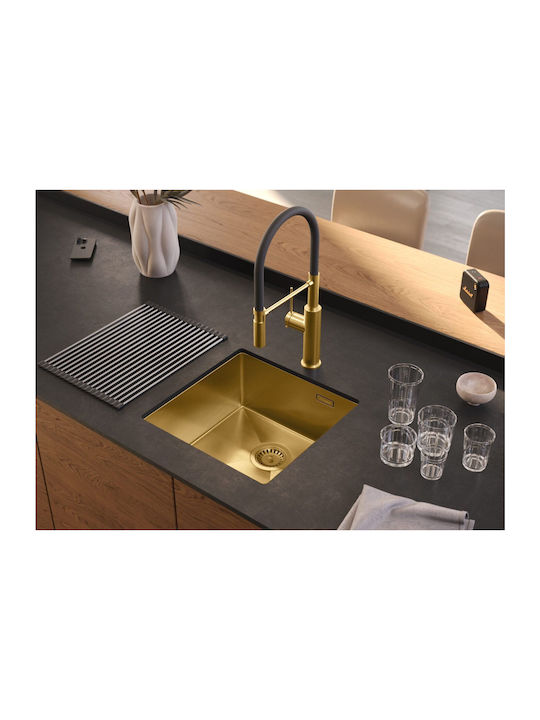 Quadron Ένθετος Νεροχύτης Inox Μ44xΠ44cm Χρυσός