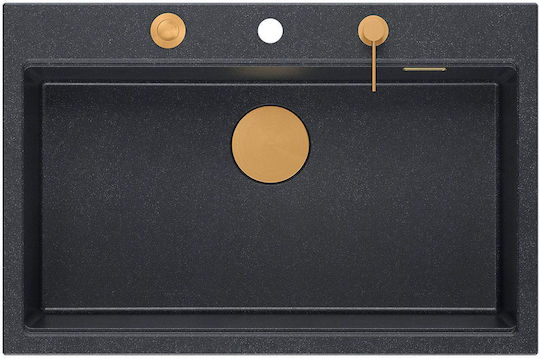 Quadron Drop-In Chiuvetă din Granit Sintetic L76xW50cm Negru
