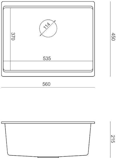 Quadron Drop-In Sink Synthetic Granite W59.5xD45.1cm Gray