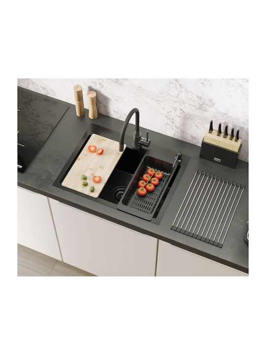 Quadron Drop-In Sink Inox W58xD45cm Black