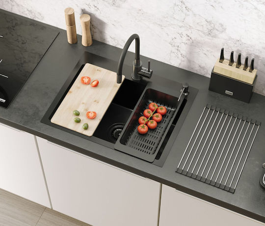 Quadron Ένθετος Νεροχύτης Inox Μ58xΠ45cm Μαύρος