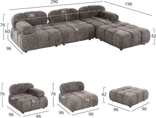 Shifter Corner 290x196x76cm. Gray