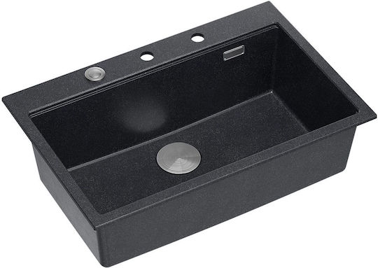 Quadron Drop-In Spüle aus Verbundgranulat B76xT50cm Schwarz