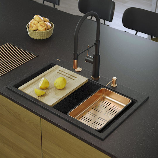 Quadron Drop-In Chiuvetă din Granit Sintetic L76xW50cm Negru