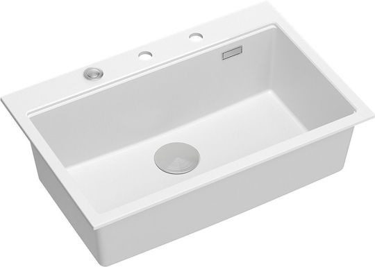 Quadron Drop-In Мивка от Синтетичен Гранит със смесител Ш76xД50см Бял