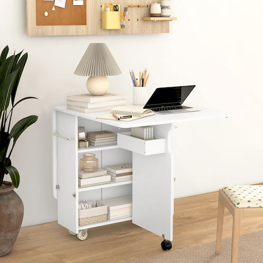Masă Bucătărie Pliabil Lemnoasă Alb 130x80x76.5buc