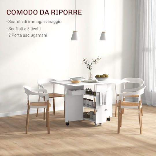 Masă Bucătărie Pliabil Lemnoasă Alb 130x80x76.5buc