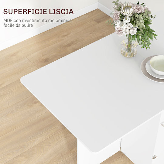 Masă Bucătărie Pliabil Lemnoasă Alb 130x80x76.5buc