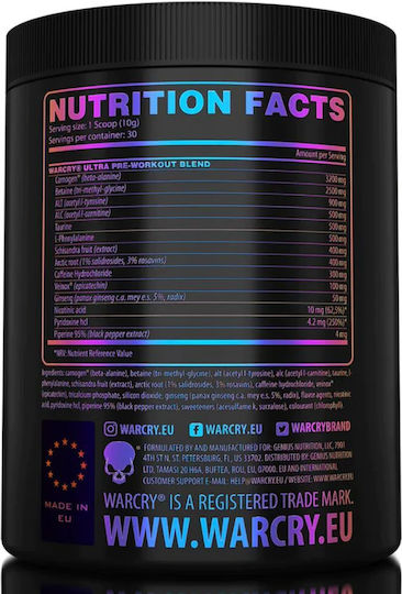 Genius Nutrition Warcry Ultra Supplement Pre Workout 300gr Candy Fruits