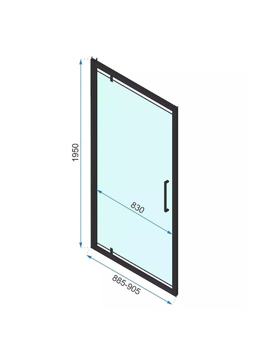 Rea Duschwand für Dusche mit Aufklappbar Tür 90x195cm Chrom