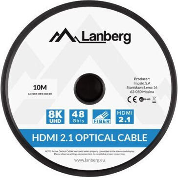 Lanberg HDMI 2.1 Ultra High Speed 48Gbps 4K 120Hz HDR VRR Kabel HDMI-Stecker - HDMI-Stecker 10m Schwarzes