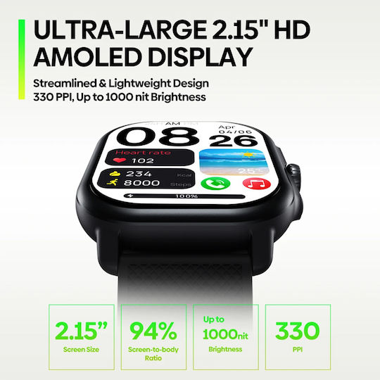 Zeblaze Beyond 3 Pro Aluminium 43mm Smartwatch με Παλμογράφο (Μαύρο)
