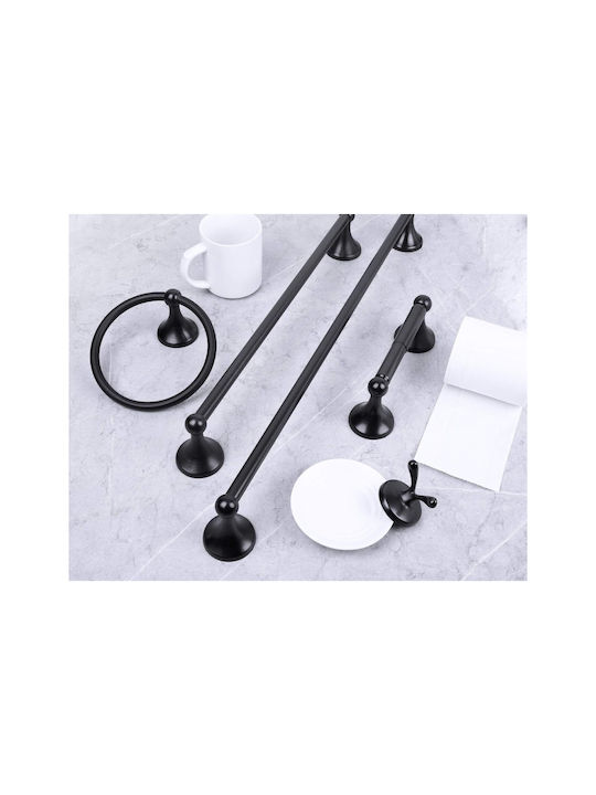 Rea Single Wall-Mounted Bathroom Ring Black