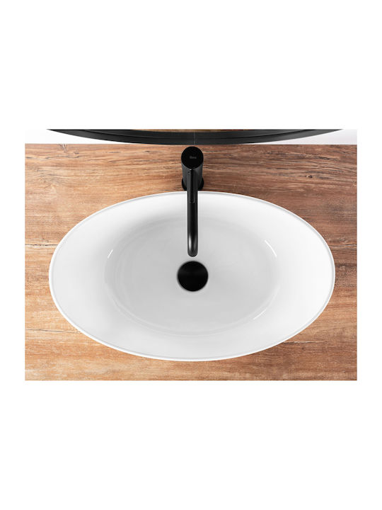 Rea Einbau Badezimmerwaschbecken Keramik 55.5x33.5x16cm Weiß