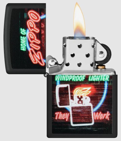 Zippo 48455 Neon-Schild-Design Stahl Schwarz