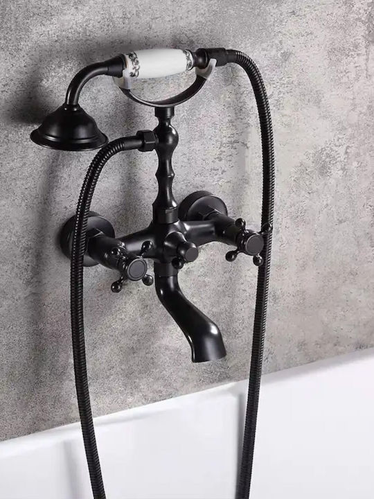 Rea Rustico Mischbatterie für Badewanne Komplettes Set Schwarze