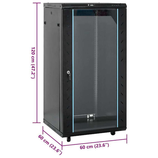 vidaXL С крака Рак кабинет 22U 60x60x120см Черен 30268