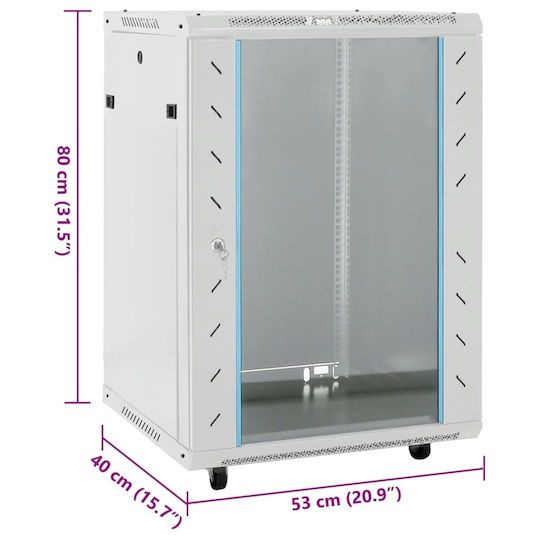 vidaXL Cu picioare Cabină Rack 15U 53x40x80cm Gri 30265