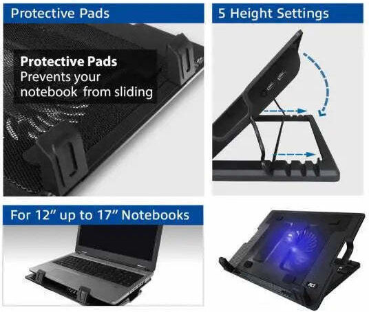 Act Cooling Pad για Laptop έως 17" με 1 Ανεμιστήρα