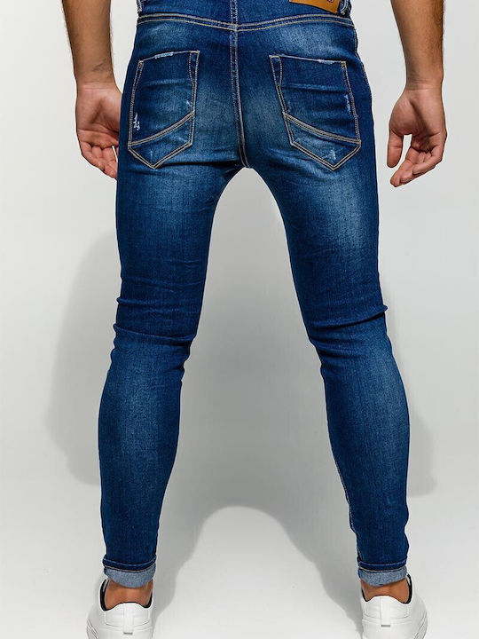 Ανδρικό Παντελόνι Τζιν με Super Slim Εφαρμογή Μπλε