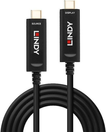Lindy USB 3.2 Video Cable USB-C male - USB-C Μαύρο 15m 38503