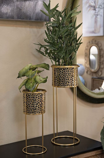 Mauro F Planter Metal Gold 17x17x46cm.