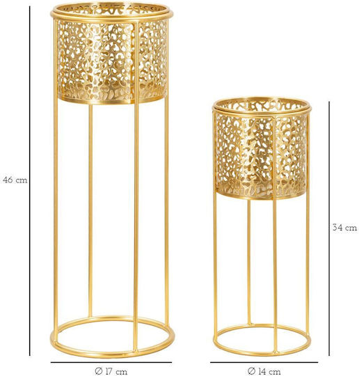 Mauro F Planter Metal Gold 17x17x46cm.