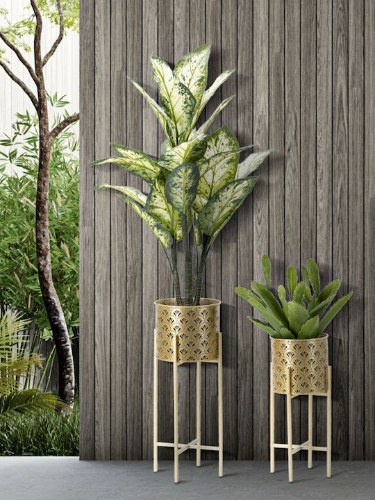 Mauro F Planter Metal Gold with Stand 22x22x53cm.