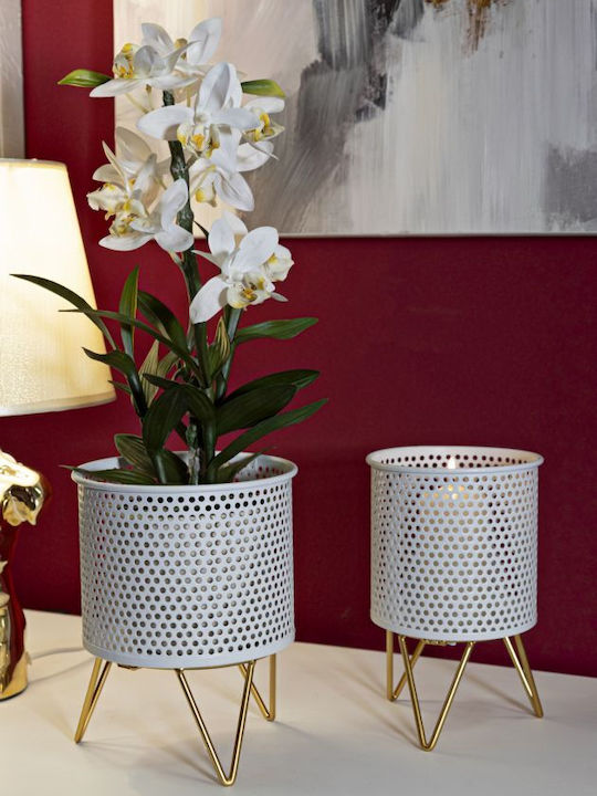 Mauro F Planter Metal Gold with Stand 16x16x20cm.