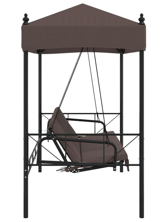 Garten & Veranda Schaukel mit Basis und Kissen 3 Sitze Metallisch Braun L190.5xB117.5xH213cm