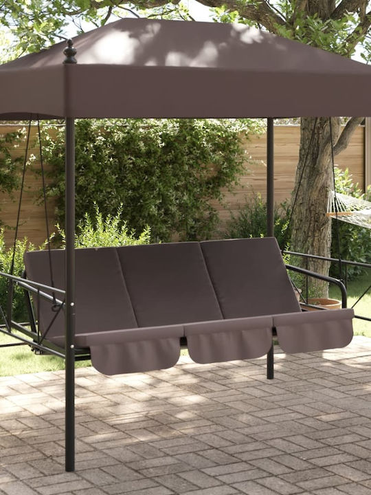 Garten & Veranda Schaukel mit Basis und Kissen 3 Sitze Metallisch Braun L190.5xB117.5xH213cm