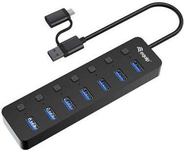 Equip USB-Hub 7 Anschlüsse USB 3.0 mit Anschluss an einen Computer USB-A / USB-C