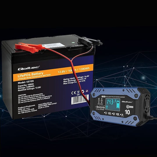 Qoltec Φορτιστής Μπαταρίας Αυτοκινήτου 12V for STD AGM GEL LiFePO4