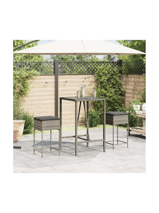 Hocker für Bar Für den Außenbereich Rattan mit Kissen Gray 2Stück 40x40x76cm
