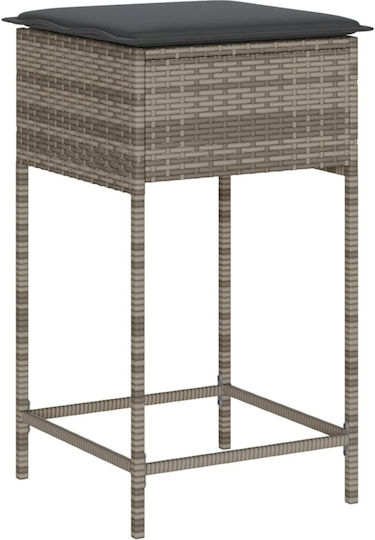 Табуретка Бар За външна употреба Ратан С възглавница Сив 2бр 40x40x76см