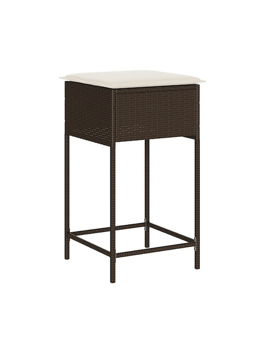 Gartenhocker Für Bar Außenbereich Rattan mit Kissen Braune 2Stücke 40x40x76cm