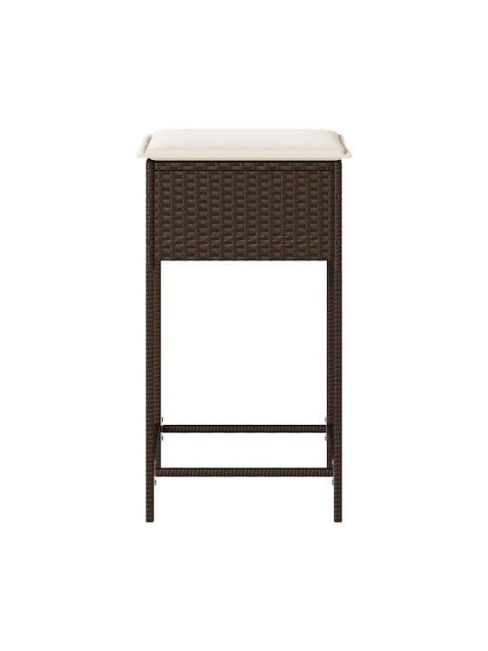 Gartenhocker Für Bar Außenbereich Rattan mit Kissen Braune 2Stücke 40x40x76cm