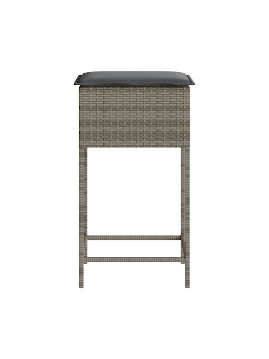 Hocker für Bar Für den Außenbereich Rattan mit Kissen Gray 2Stück 40x40x76cm