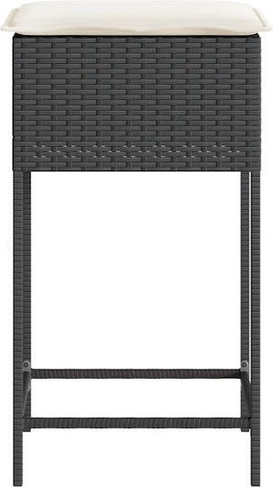 Градински Табурет Бар Отвън Ратан С Възглавница Черен 2 Бройки 40x40x76см