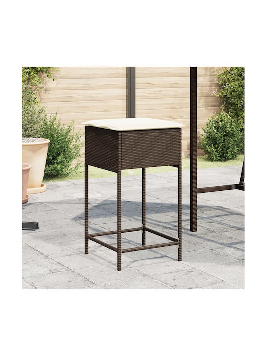 Gartenhocker Für Bar Außenbereich Rattan mit Kissen Braune 2Stücke 40x40x76cm
