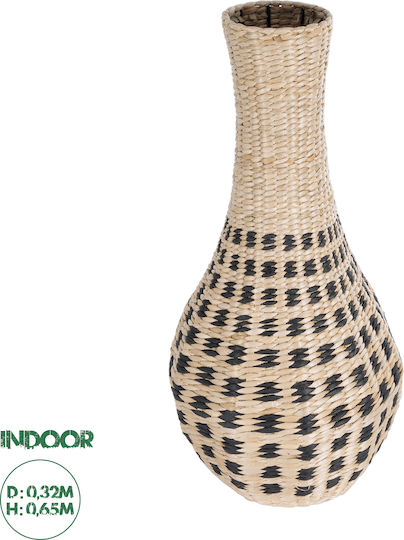 GloboStar Βάζο Rattan Artificial Garden Marselle Μπεζ Φ32cm
