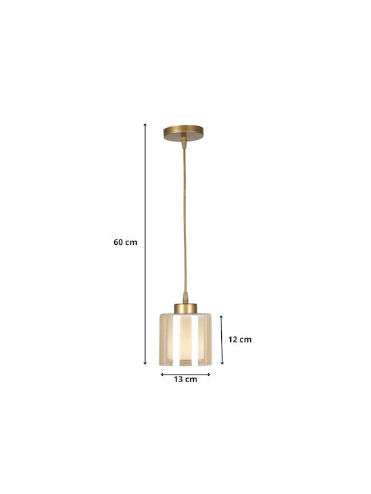 Megapap Kenedy Κρεμαστό Φωτιστικό Χρυσό με Ντουί E27 13x13x60εκ.