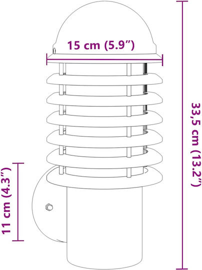 vidaXL Wall-Mounted Outdoor Light E27 IP44 15x15x33.5εκ.