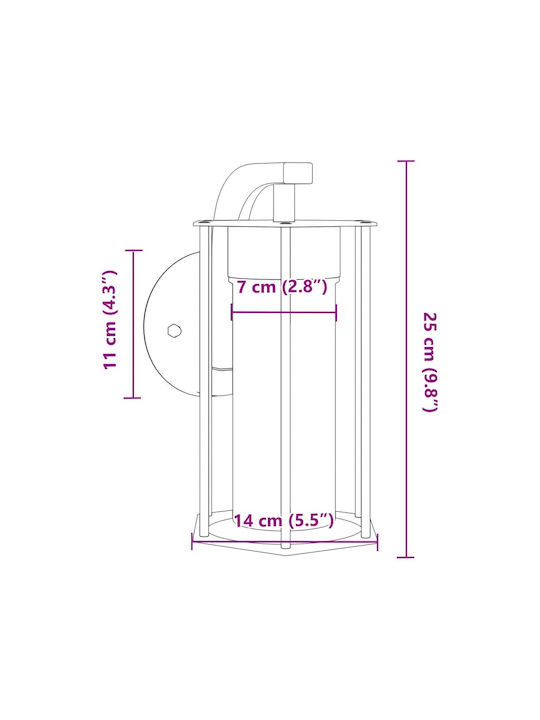 vidaXL Wall-Mounted Outdoor Light E27 IP44 14x14x25εκ.