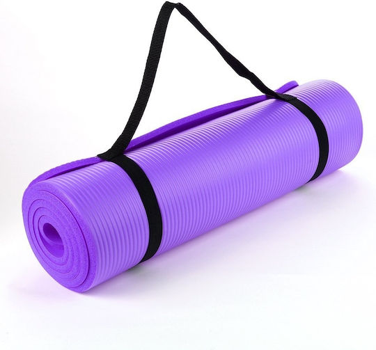 MDS Covor de exerciții fizice Pilates Violet cu curea de transport (180x60x1.5cm)
