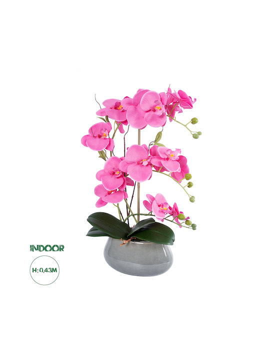 Globostar? Künstlicher Garten Rosa Orchidee 21121 Dekorative Pflanze Intensive Rosa Orchidee H43cm