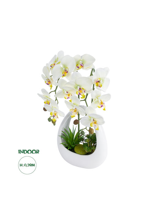 Globostar? Orhidee artificială de grădină albă 21128 Plantă decorativă Orhidee albă H39cm