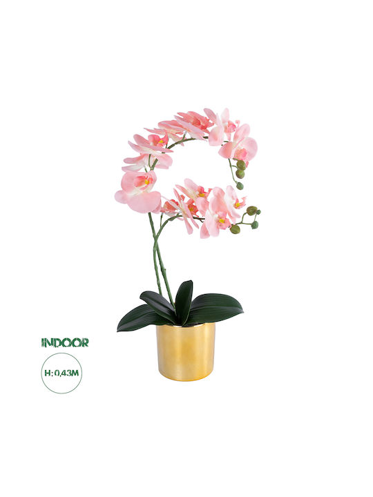 Globostar Orhidee Artificială de Grădină Roz Somon 21129 Plantă Decorativă Orhidee Fuchsia H43cm