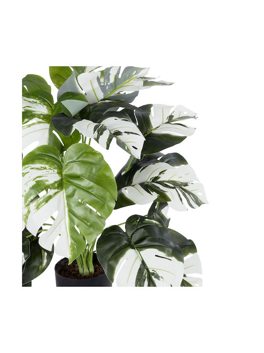 Globostar Artificial Garden Albino Monstera 20925 Decorative Plant White Monstera H75cm